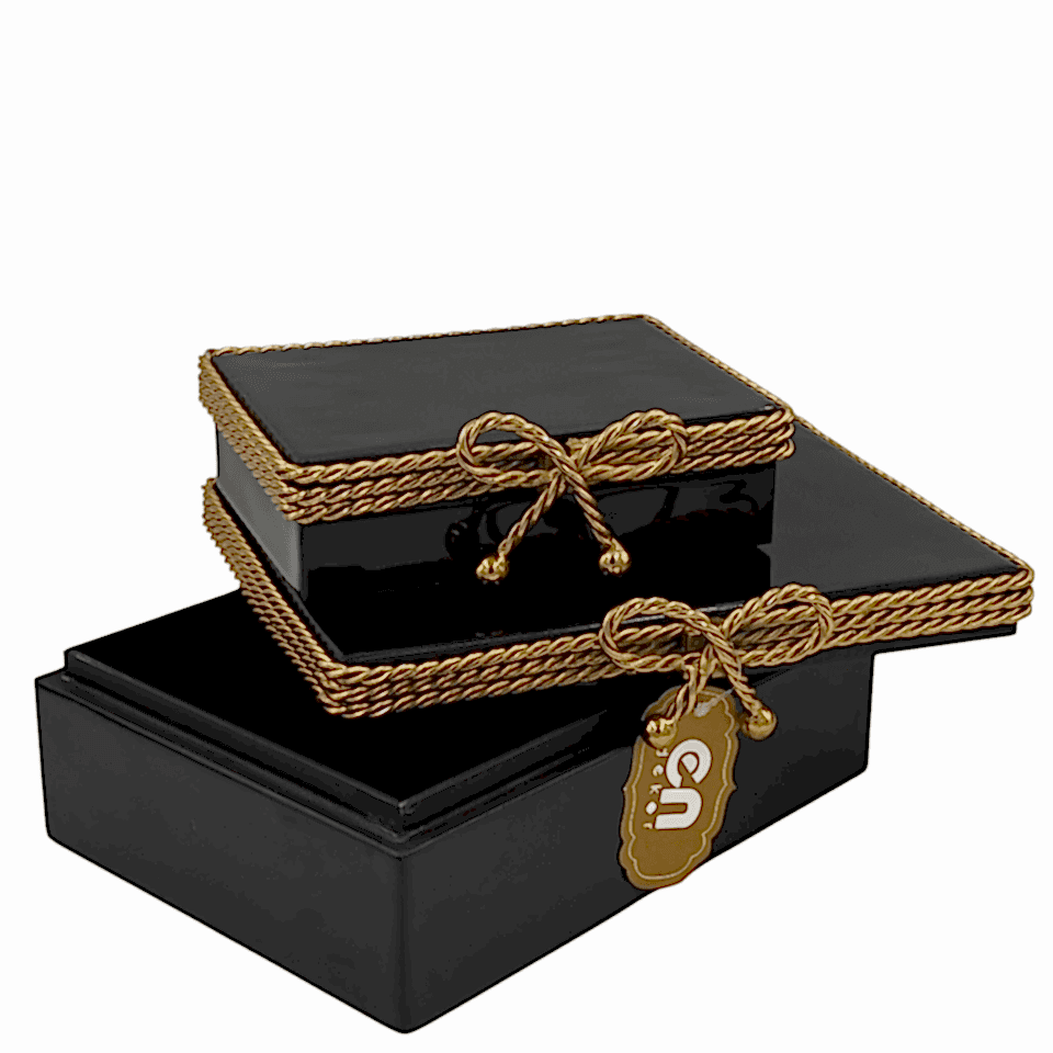 İkili Siyah Gold Detaylı Dekoratif Kutu