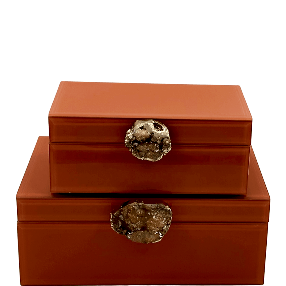 İkili Turuncu Cam Dekoratif Kutu