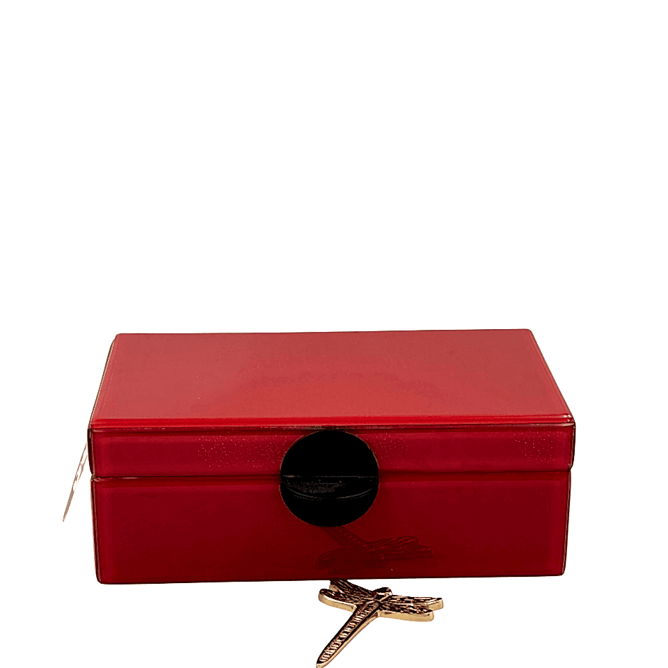 Kırmızı Cam Yusufcuk Dekoratif Kutu Küçük