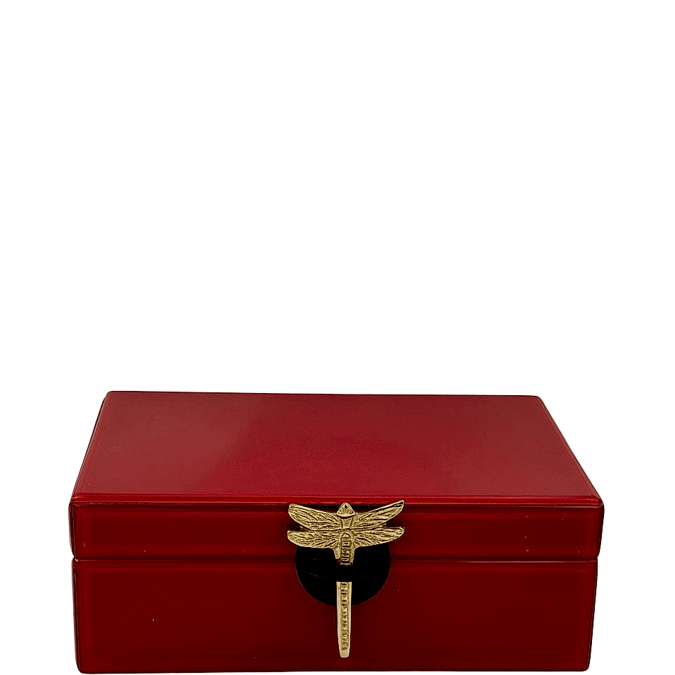 Kırmızı Cam Yusufcuk Dekoratif Kutu Küçük