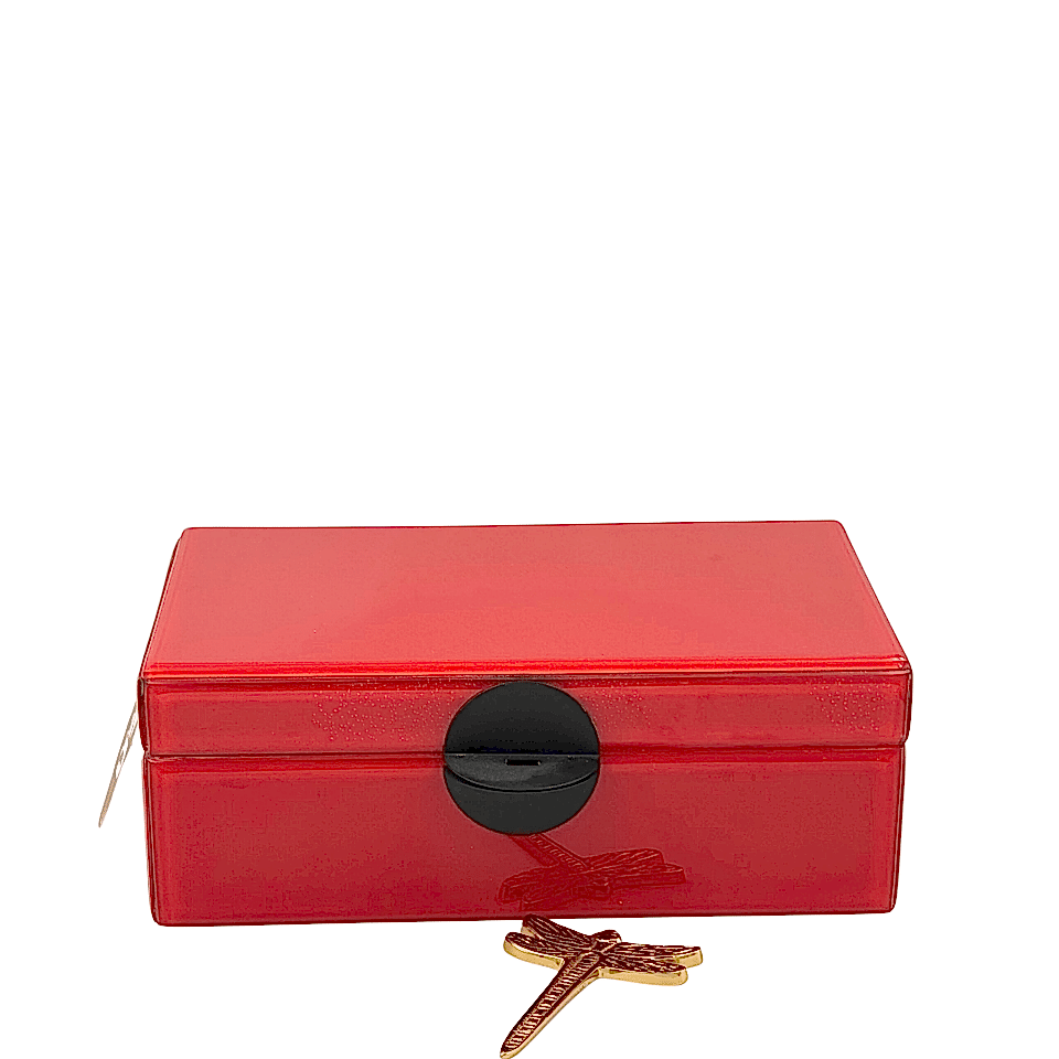 Kırmızı Cam Yusufcuk Dekoratif Kutu Büyük