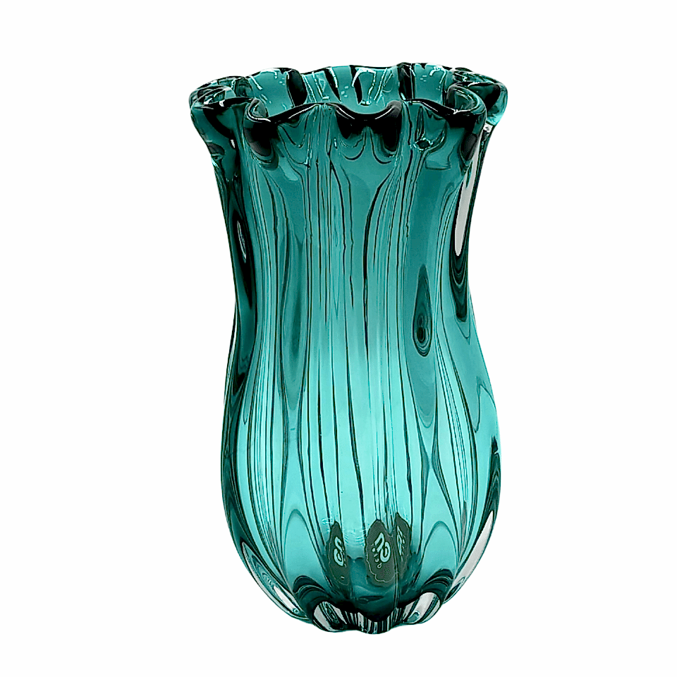 Cam Turkuaz Vazo Büyük