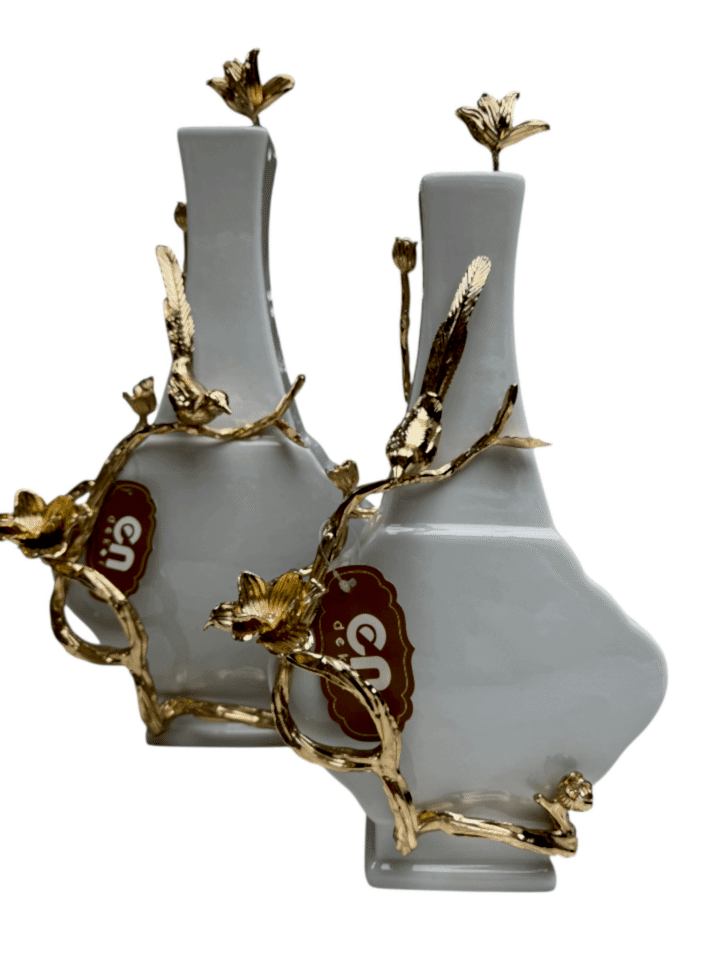 İKİLİ DEKORATİF KUŞLU VAZO