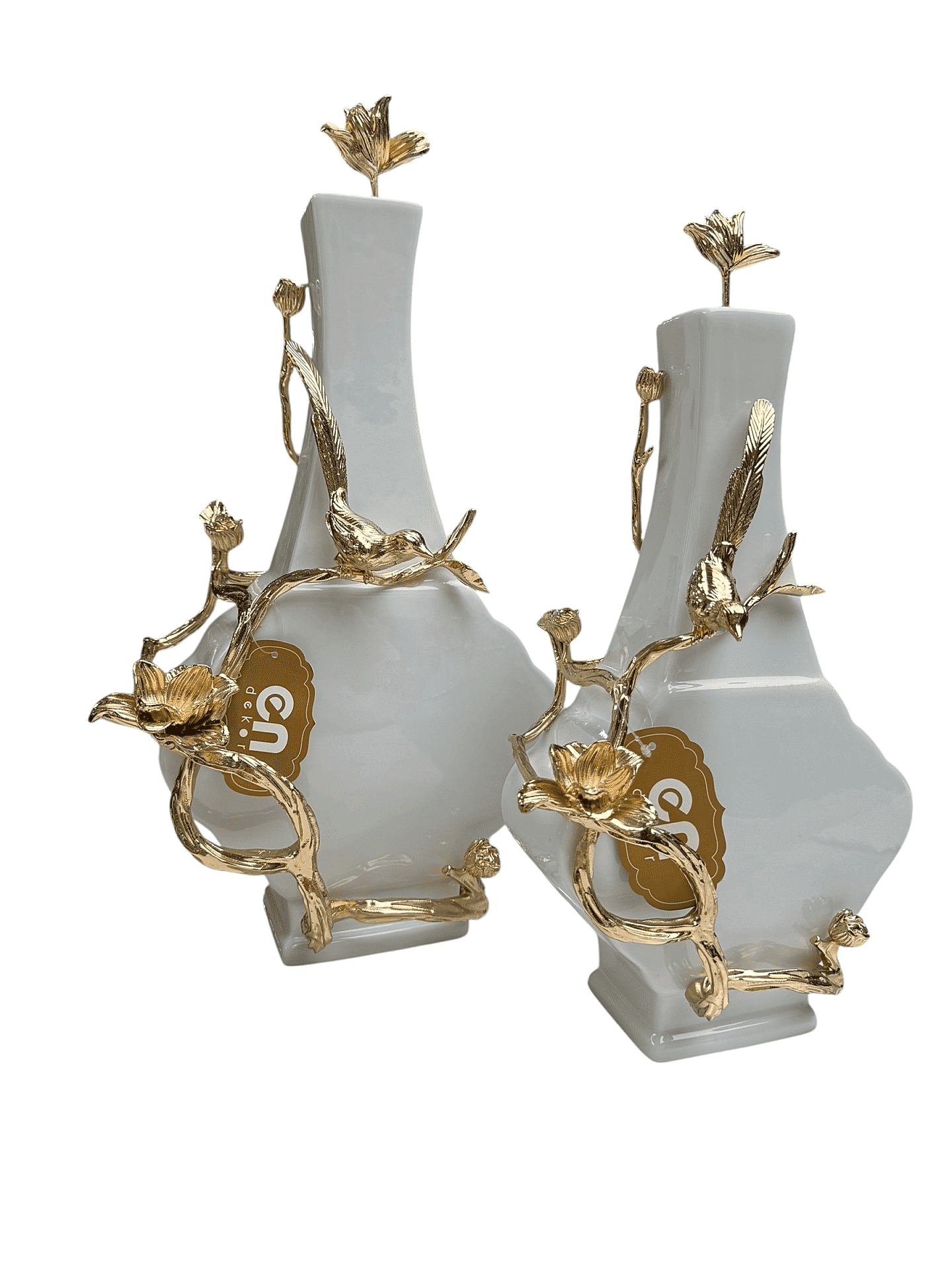 İKİLİ DEKORATİF KUŞLU VAZO