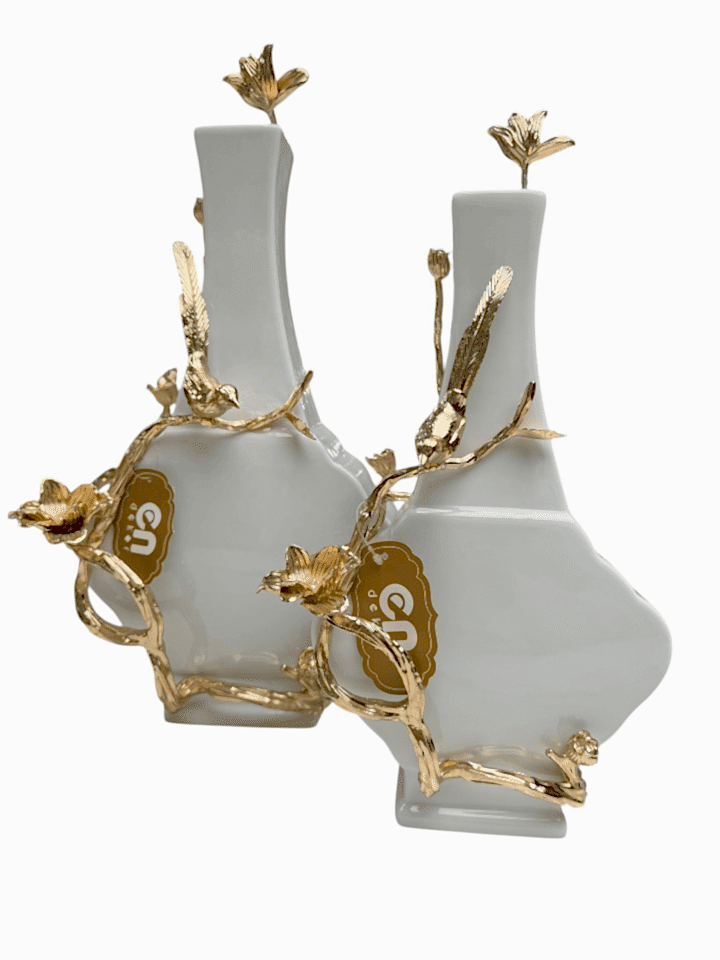 İKİLİ DEKORATİF KUŞLU VAZO