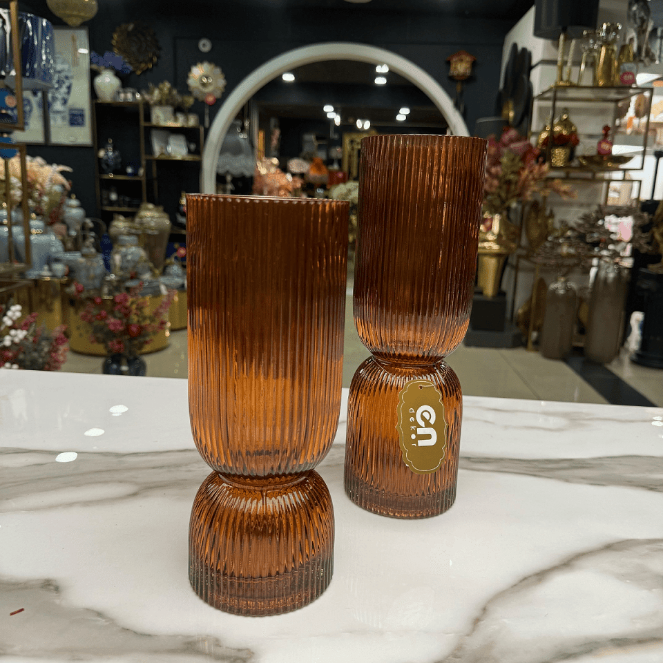 2 Lİ CAM VAZO AMBER