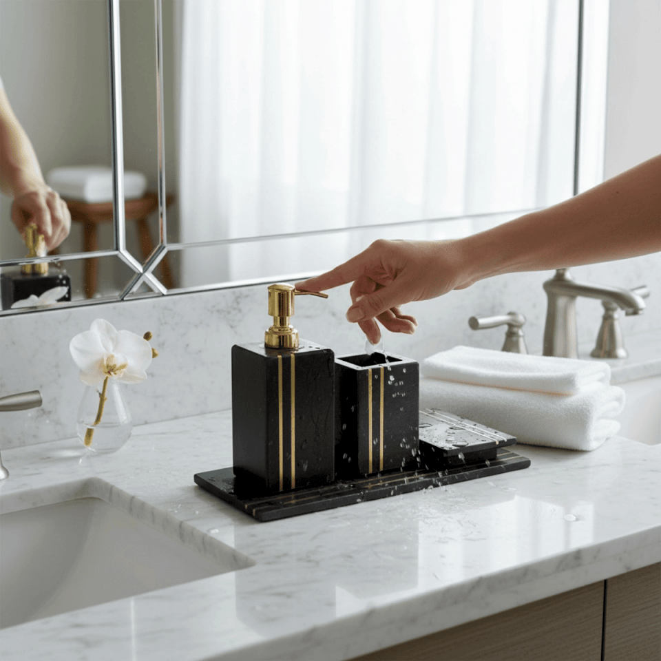 İTHAL BANYO SETİ SİYAH 4 PARÇA