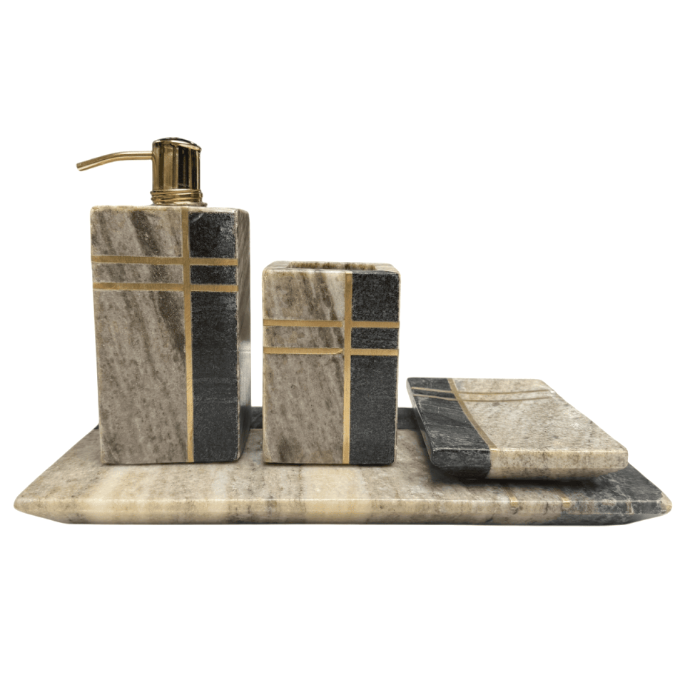 İTHAL BANYO SETİ BEJ GOLD 4 PARÇA