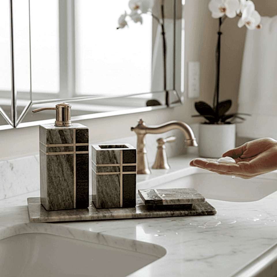 İTHAL BANYO SETİ BEJ GOLD 4 PARÇA