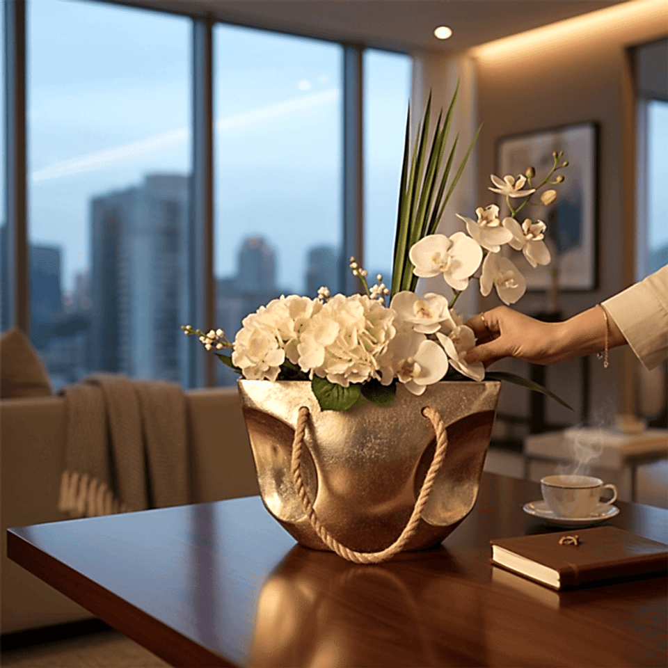 GOLD DÖKÜM ÇANTA VAZO