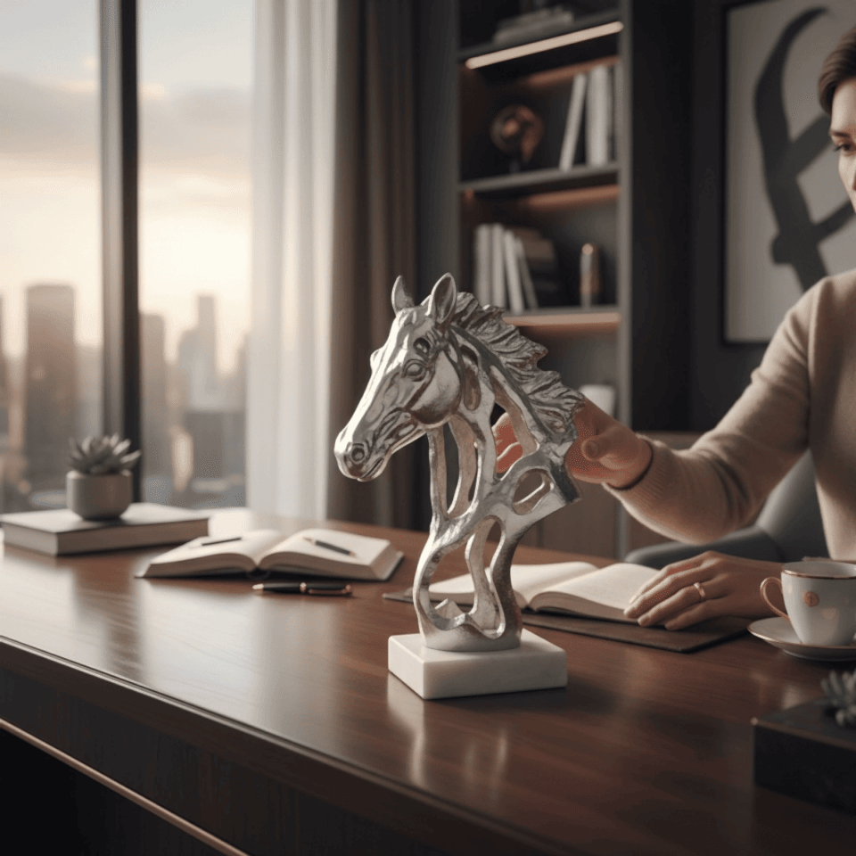 MERMER KAİDELİ AT BÜST GÜMÜŞ