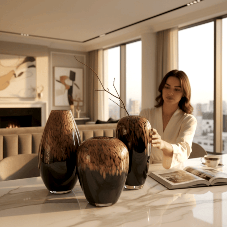 LEOPAR DESEN ROSE VAZO BÜYÜK