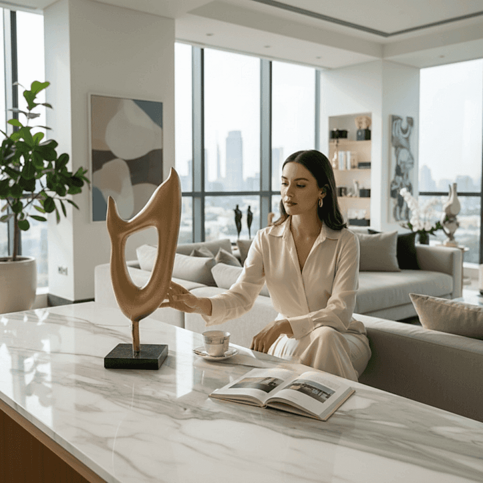 BÜYÜK MERMER KAİDELİ SOYUT DÖKÜM OBJE