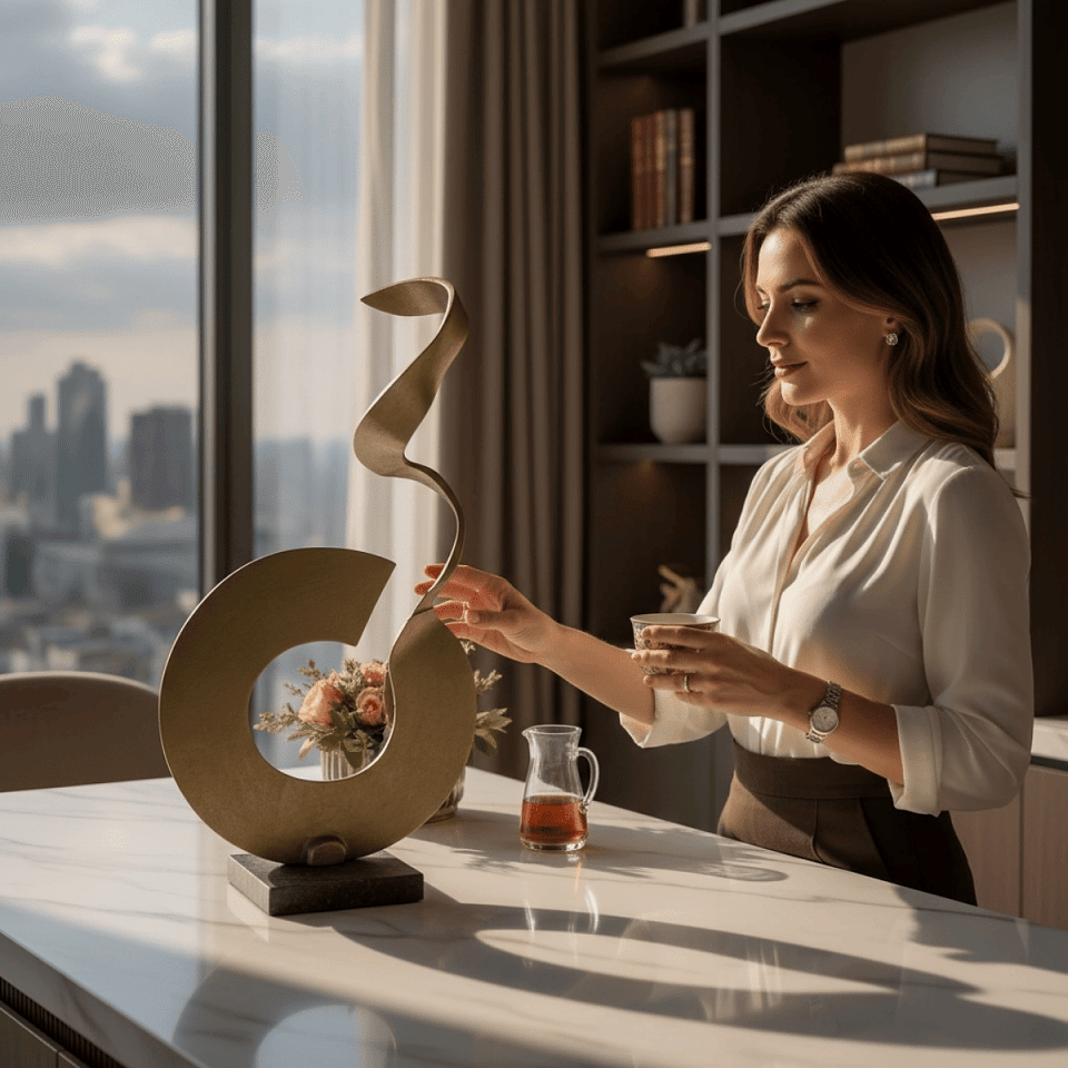 BÜYÜK MERMER KAİDELİ SOYUT DÖKÜM OBJE