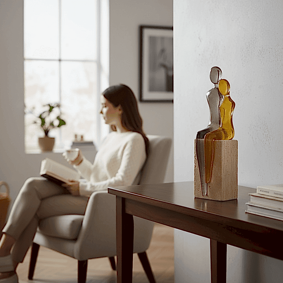 AKRİLİK ÇİFT İNSAN FİGÜRÜ DEKORATİF OBJE