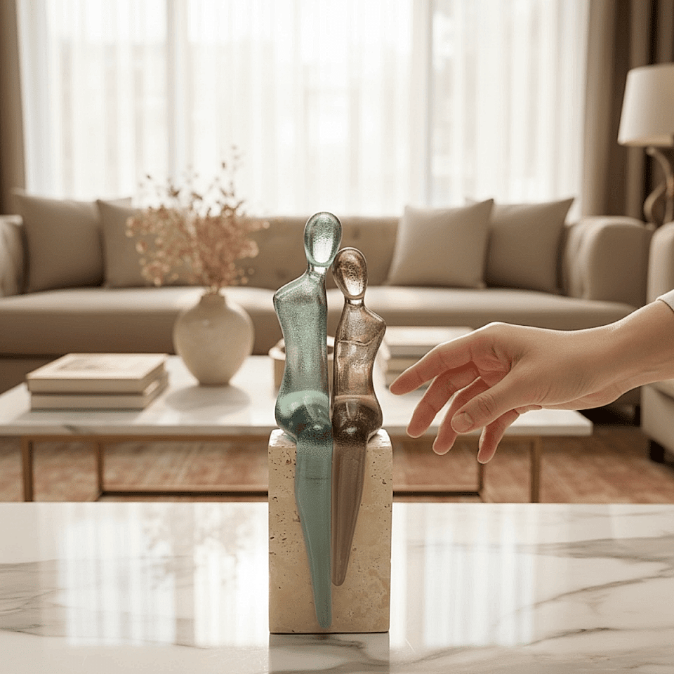 AKRİLİK ÇİFT İNSAN FİGÜRÜ DEKORATİF OBJE