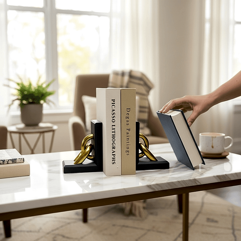 ZİNCİR TASARIMLI 2'Lİ KİTAP TUTUCU