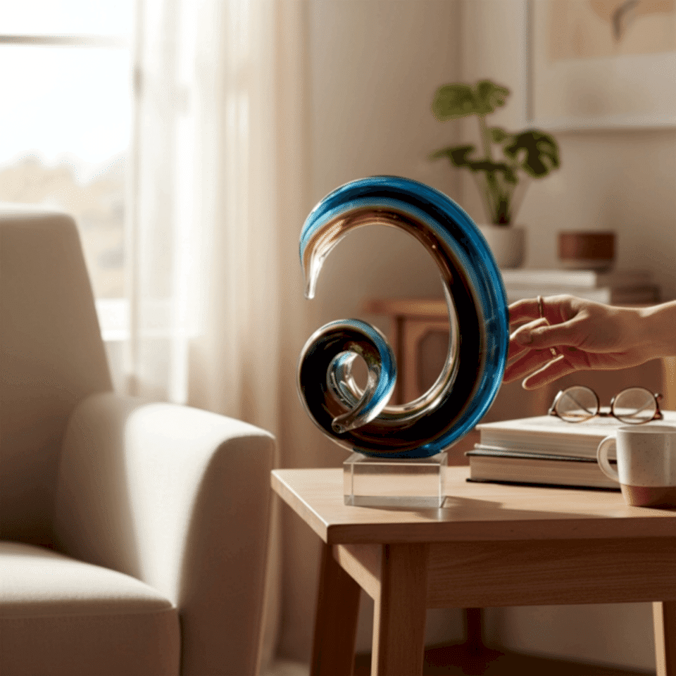 CAM SPİRAL SOYUT DEKORATİF OBJE