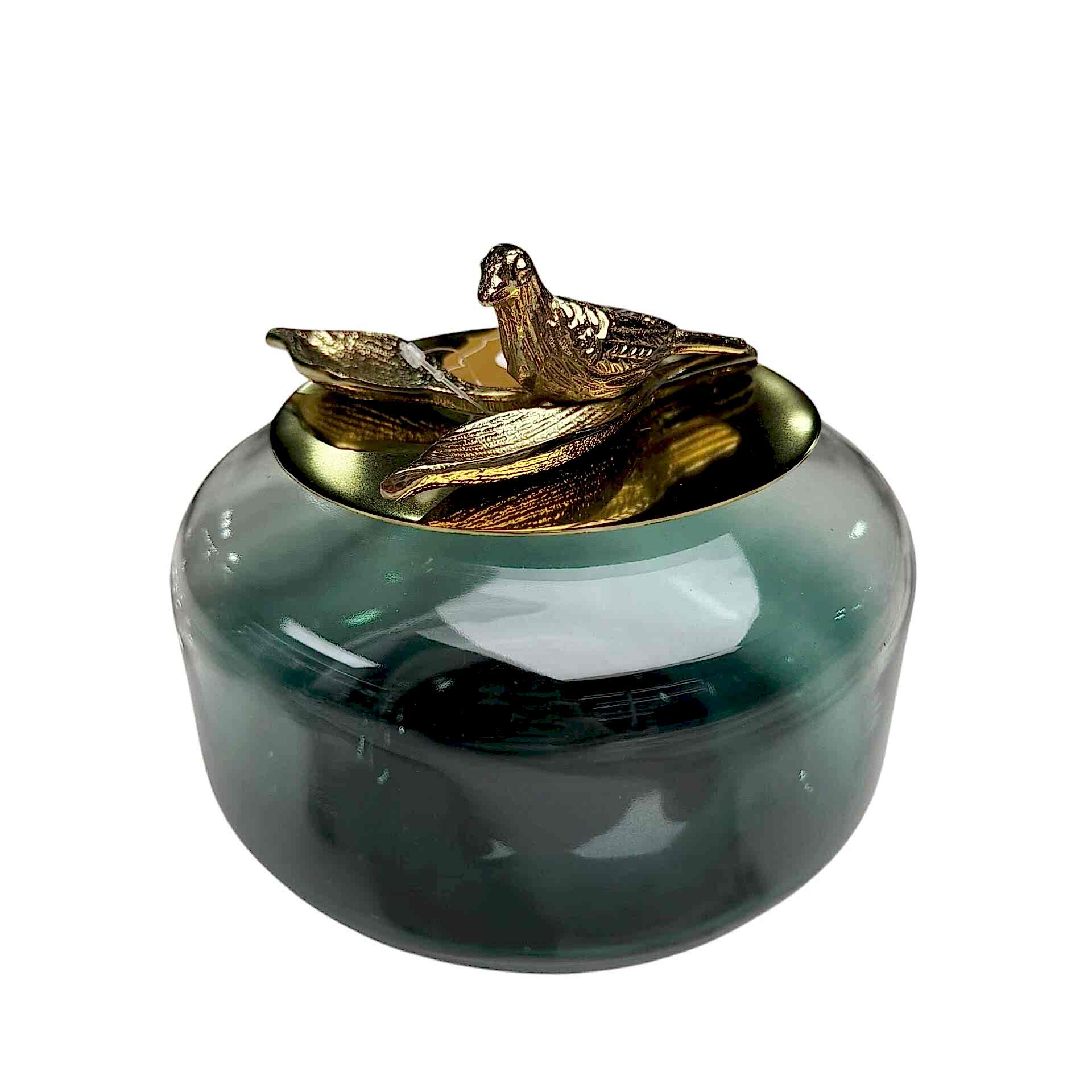 KUŞ FİGÜRLÜ KAPAKLI CAM DEKORATİF KUTU