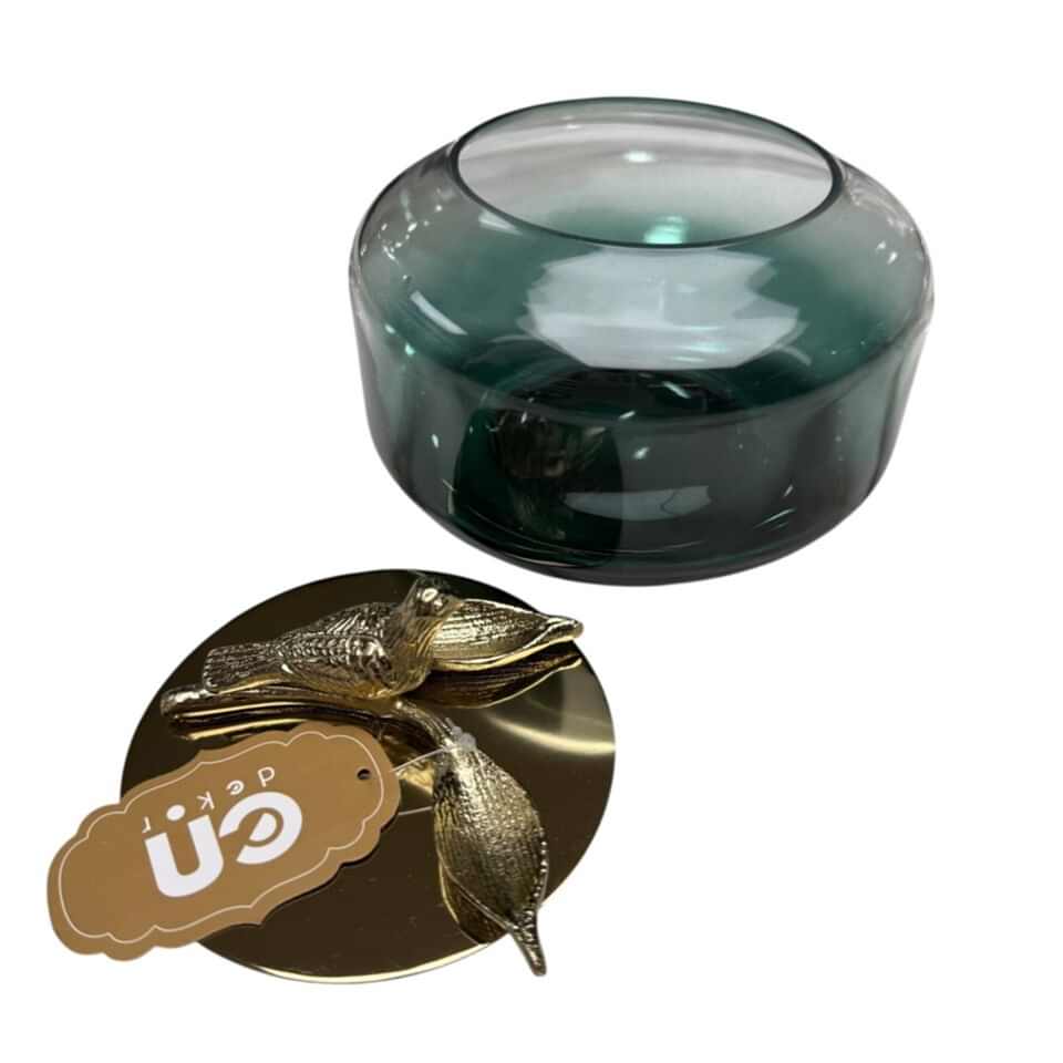 KUŞ FİGÜRLÜ KAPAKLI CAM DEKORATİF KUTU