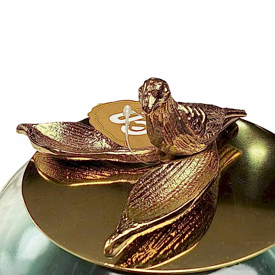 KUŞ FİGÜRLÜ KAPAKLI CAM DEKORATİF KUTU