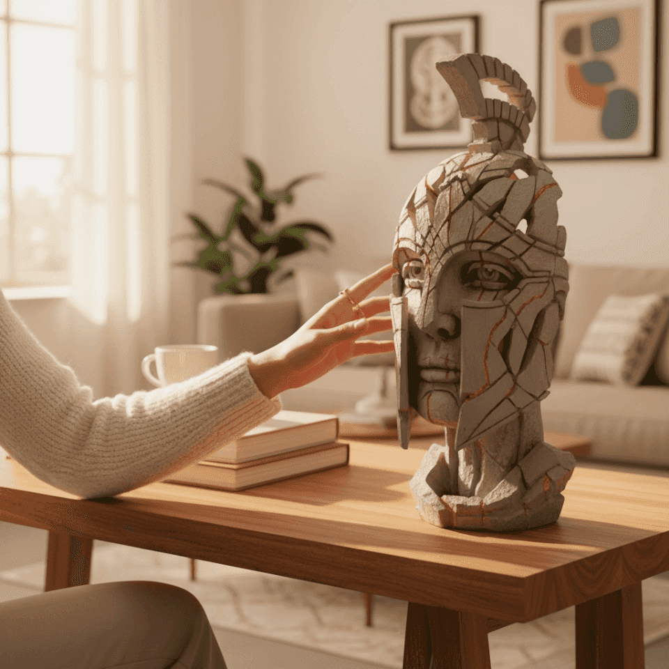 ÇATLAK EFEKTLİ DEKORATİF SAVAŞÇI BÜSTÜ