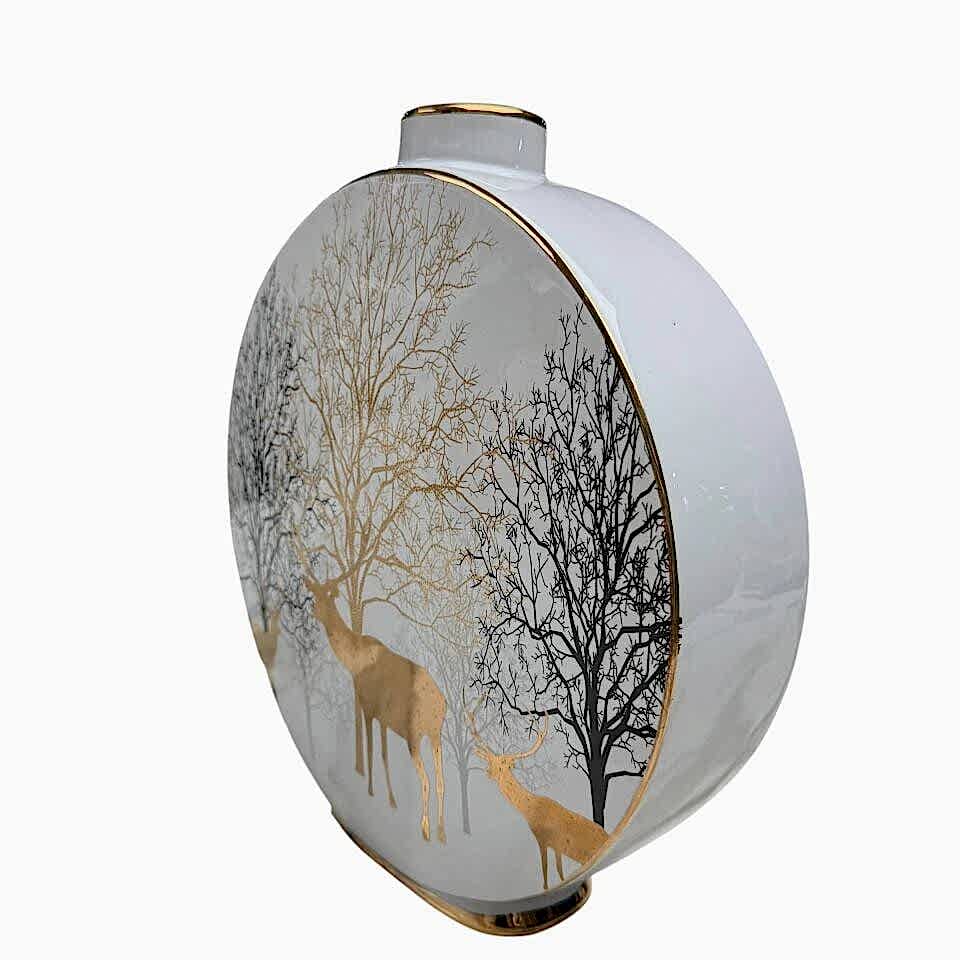 EL BOYAMA GEYİKLİ DESENLİ VAZO