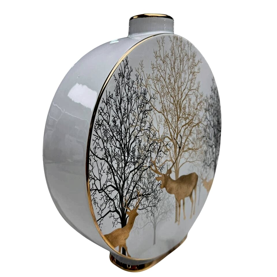 EL BOYAMA GEYİKLİ DESENLİ VAZO