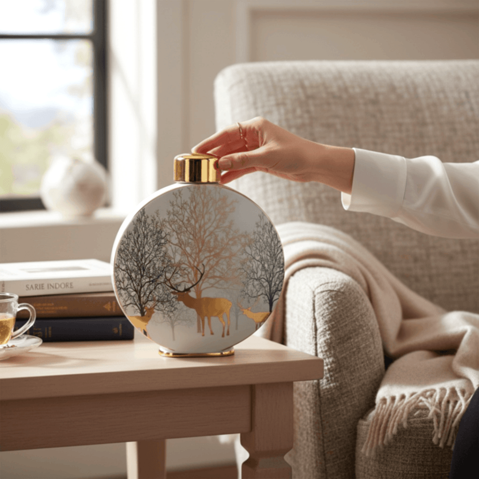 EL BOYAMA GEYİKLİ DESENLİ VAZO