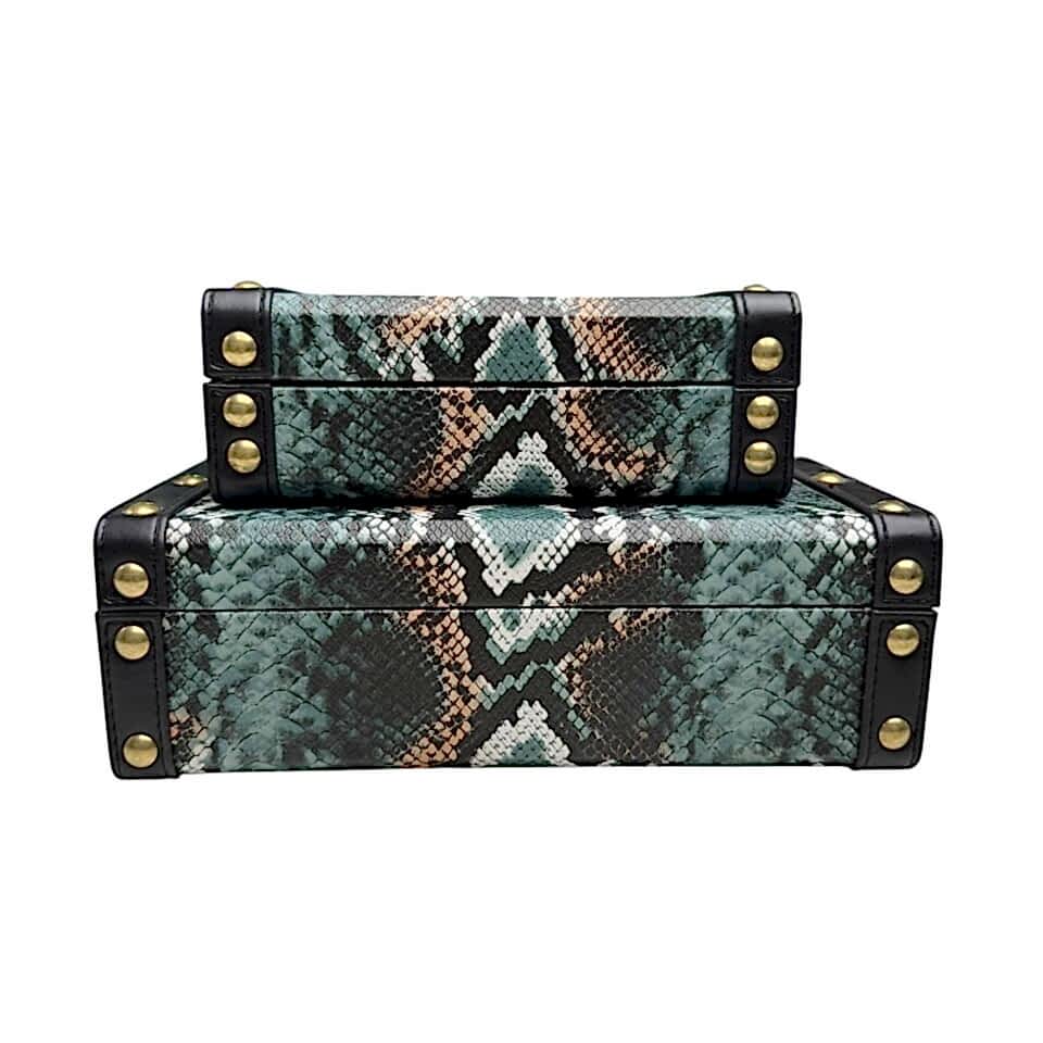 DERİ KAPLAMA DEKORATİF KUTU 2'Lİ SET