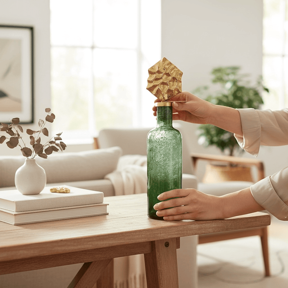 KAPAKLI CAM DEKORATİF ŞİŞE BÜYÜK