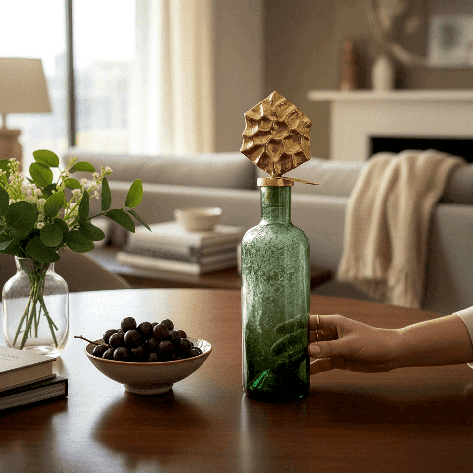 KAPAKLI CAM DEKORATİF ŞİŞE KÜÇÜK