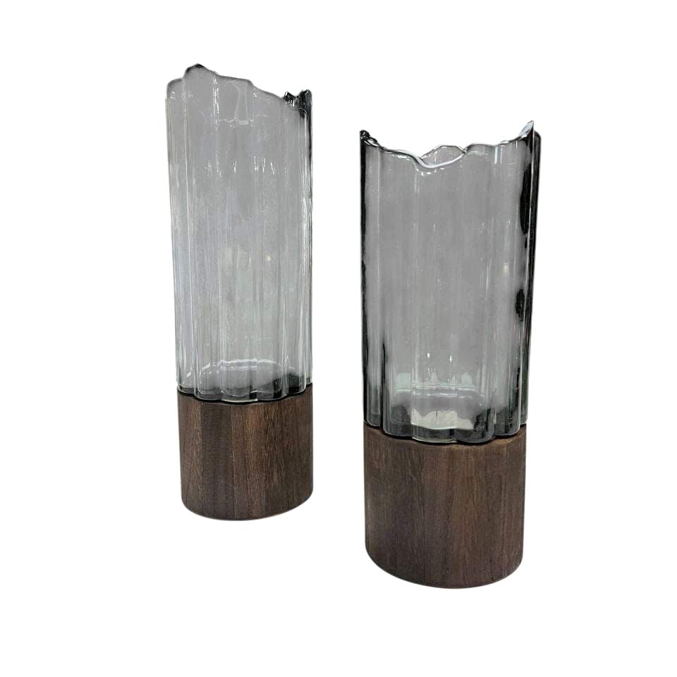 AHŞAP PAPATYA VAZO SET 2'Lİ